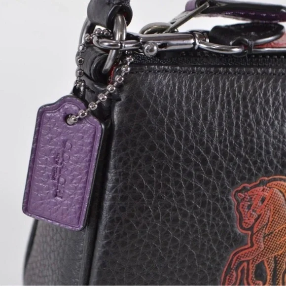 🔥SOLD🔥 Coach Nolita 19 .Black Leather Rainbow Horse and Carriage Print - Picture 7 of 10